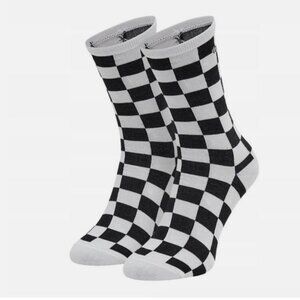 Vans Checkerboard Crew Socks Checkerboard Unisex Medium Black & White Ticker NEW
